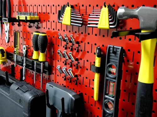 Miniatura 4 de Wall Control Sistema modular de organizador de herramientas de tablero perforado, unidad de almacenamiento de herramientas de metal montado