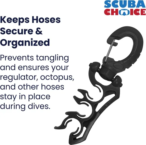 Miniatura 2 de Scuba Choice Clip de soporte de manguera triple para buceo, organizador de manguera de baja y alta presión para reguladores y configuración