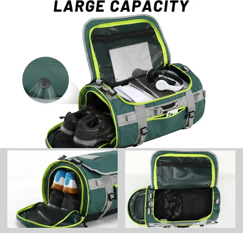 Miniatura 58 de MIER Mochila deportiva grande con compartimento para zapatos, resistente y resistente al agua, azul marino, 45L