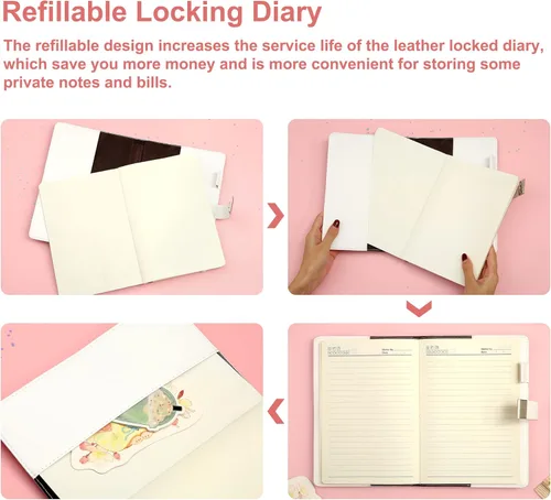 Miniatura 4 de CAGIE Diary with Lock for Girls Age 8-12,Birthday Gifts for 9 10 11 12 Year Old Girls, Tie Dye Design 192 Pages Diary with Pen, 5.7 x 8.5 Inch Azul