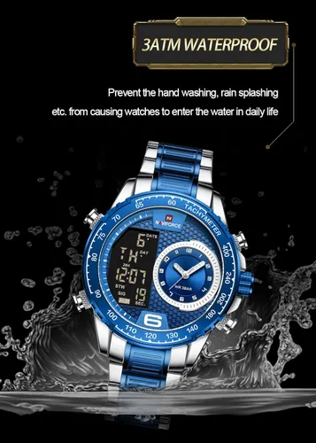 Miniatura 5 de NAVIFORCE Reloj para hombre reloj de cuarzo digital de doble pantalla multifuncional de acero inoxidable