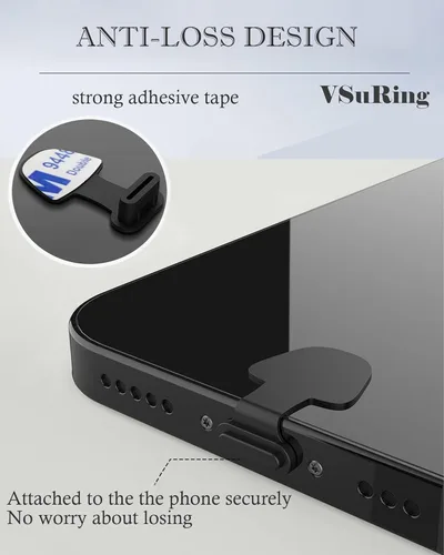 Miniatura 5 de Para iPhone 17 Pro Max Auricular De Malla Anti Polvo A Prueba De Polvo Cubierta Adhesiva Malla USB C Anti-Perdida Tapones De Silicona Ultradelgados