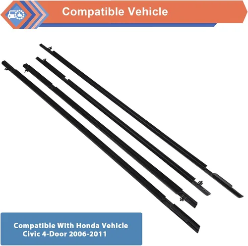 Miniatura 3 de 4 unidades de cinturón de sellado para ventana de puerta exterior de automóvil compatible con Honda Vehicle Civic 2006-2011, repuesto #72410-SNA-A01