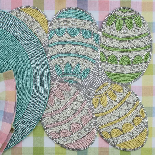 Miniatura 7 de COTTON CRAFT Happy Hunting - Camino de mesa hecho a mano con cuentas, huevos de Pascua, conejo, conejo, almuerzo, cena, celebración, fiesta