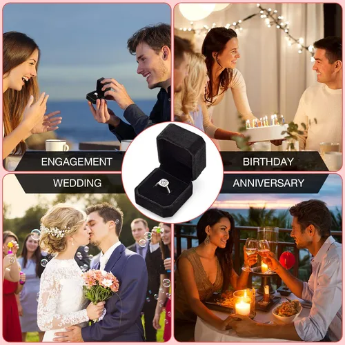 Miniatura 25 de Laumoi Caja de terciopelo para anillos de 36 piezas para ceremonia de boda, cajas de joyería de compromiso, estuche de exhibición para anillos