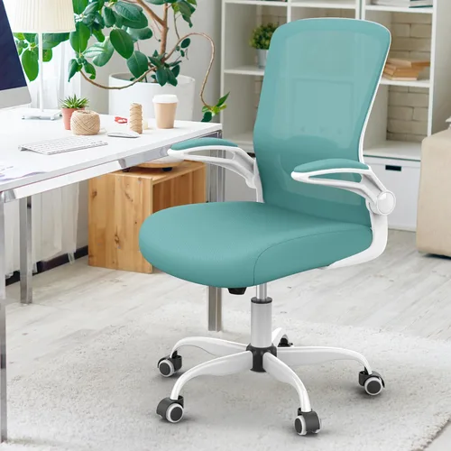 Miniatura 8 de Mimoglad Silla de oficina ergonómica de malla con respaldo alto, soporte lumbar ajustable, cojín de asiento grueso (moderno, azul Tiffany)