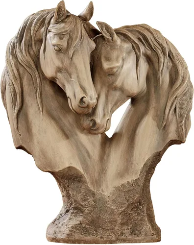 Touch of Class Loving Horses - Escultura de Mesa Color Canela - Marrón Claro - Hecha de Resina - Decoración de Exhibición para Amantes de los