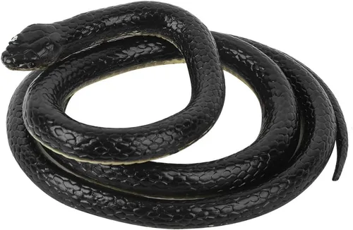 Miniatura 5 de Kikumi Soft Rubber Artificial Snake Toy, 1.25m Fake Snake Joke Toys Halloween Party Supplies (Black)