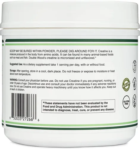 Miniatura 6 de Polvo de Monohidrato de Creatina 1.1 libras (100 Porciones de 5 Gramos Cada Una) - Sin Rellenos, Apto para Veganos, Sin OMG, Sin Gluten por Double