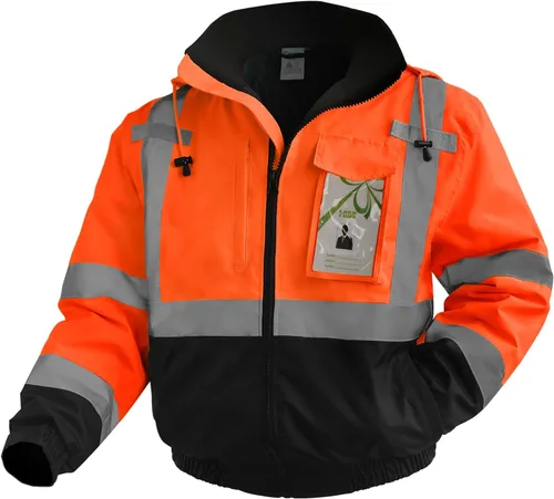 Chaquetas de seguridad de alta visibilidad con bolsillos para hombres y mujeres, abrigos reflectantes de construcción para clima frío, impermeable,