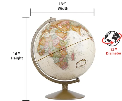 Miniatura 4 de Replogle Globos Franklin World Globe, océano antiguo, 12 pulgadas de diámetro, relieve elevado (relieve tridimensional para cordilleras). Este globo