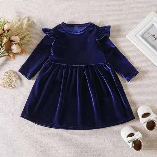 Miniatura 50 de IDOPIP Vestido tutú de terciopelo para niñas pequeñas, vestido de manga larga para princesa, Navidad, cumpleaños, fiesta, boda, vestidos de otoño e