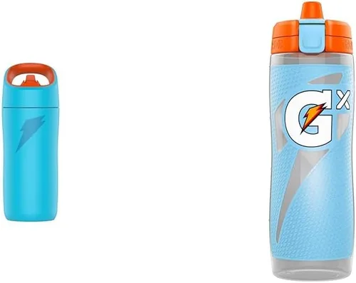 Gatorade Paquete de botella de acero inoxidable Rookie de 12 onzas y botella exprimible Gx de 30 onzas