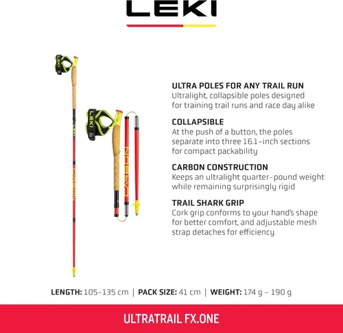 Miniatura 2 de LEKI Ultratrail FX.One - Bastones de senderismo – Bastones ultraligeros plegables de carbono para senderismo y trail running