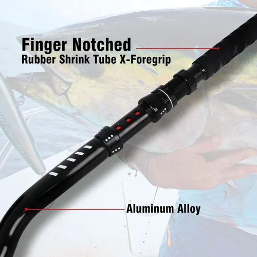 Miniatura 4 de Fiblink Bent Butt Trolling Rod 2 piezas de agua salada en alta mar caña de pescar Big Game Roller Rod Polo de barco convencional