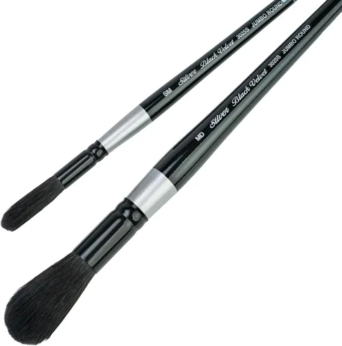 Miniatura 22 de Silver Brush Limited WC-3000S - Juego de acuarela Master de terciopelo negro, juego de 3 pinceles, forro de escritura tamaño 1, tamaño de lavado
