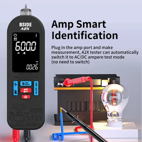 Miniatura 3 de BSIDE Multímetro digital recargable Probador de amplificador eléctrico LCD de color 6000 cuentas Voltímetro inteligente automático VFC Diodo de A2X