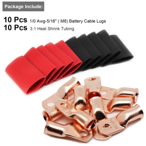Miniatura 53 de TKDMR - Kit de 264 piezas de extremos de cable de batería, 132 piezas de terminales de anillo de lengüetas de cable de cobre resistentes AWG 8 6 4 2