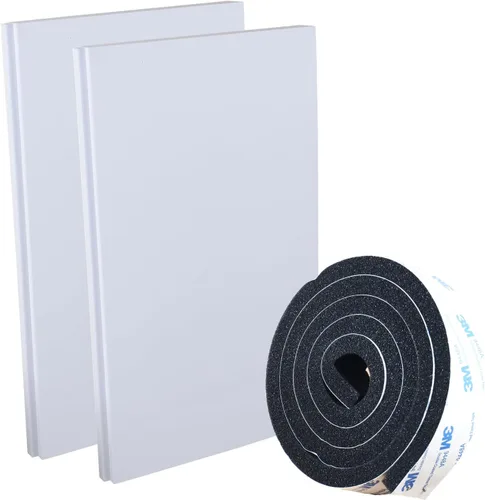 Miniatura 3 de Paneles de aislamiento de espuma para aire acondicionado de ventana, kit de panel aislante lateral de CA, paquete de 2, blanco, 17 pulgadas de alto