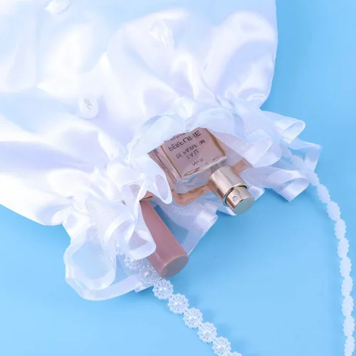 Miniatura 8 de ULTNICE Bolsa de dinero de satén para novia, boda, bolso de fiesta (blanco), 1, Blanco