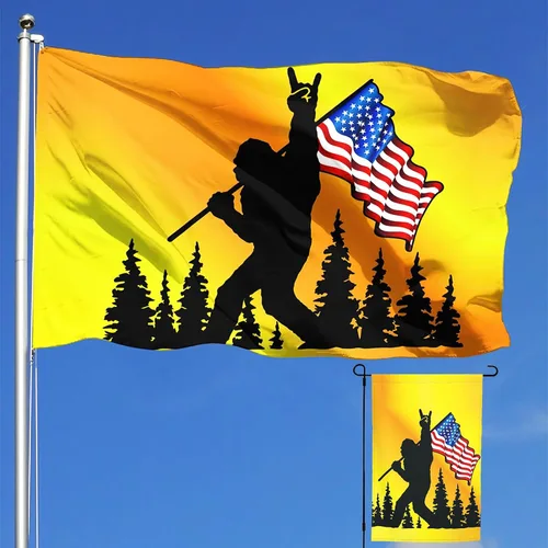 Miniatura 9 de Divertida bandera azul de pie grande con impresión de doble cara de 3 x 5 pies y banderas de jardín de 3 capas de 12 x 18 pulgadas, banderas