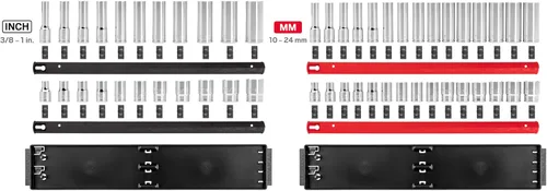 Miniatura 2 de TEKTON SHD92213 - Juego de llaves de vaso de 6 puntos poco profundas y profundas de 1/2 pulgada con rieles y bandejas, 52 piezas