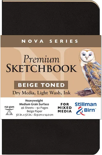 Stillman & Birn Nova Series - Cuaderno de bocetos de tapa blanda beige, 3.5 x 5.5 pulgadas, 150 GSM (pesado), papel beige, superficie de grano medio