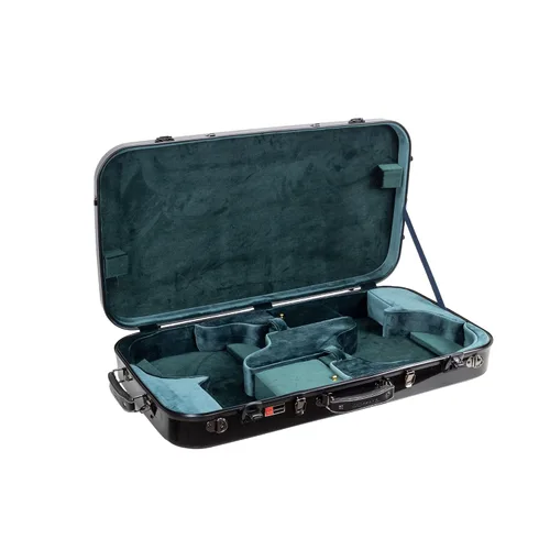 Miniatura 2 de Crossrock Estuche doble de fibra de vidrio con cerradura TSA para dos ukeleles de concierto/tenor-negro (CRF2020DTUBK)