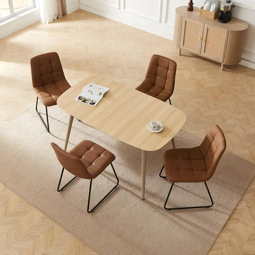 Miniatura 47 de HIPIHOM Mesa de comedor moderna de granja de 47.2 pulgadas, mesa de comedor rectangular de madera con patas de metal para 4 personas para comedor