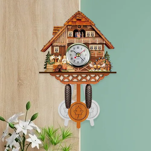 Miniatura 4 de LAPUTA Reloj de pared de madera preciso reloj colgante de madera estilo nórdico antiguo adornos decorativos para sala de estar 10