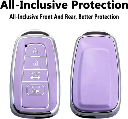 Miniatura 3 de Funda para Llavero Compatible con Toyota 2019-2023 Camry RAV4 Highlander Corolla 4Runner Avalon C-HR Prius (Morado)