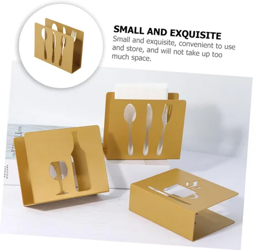 Miniatura 7 de Metal Upright Napkin Holder Stand, Square Hollow Cutout Design with Fork and Knife Ornament, Modern Style Tissue Storage for Restaurant and Home