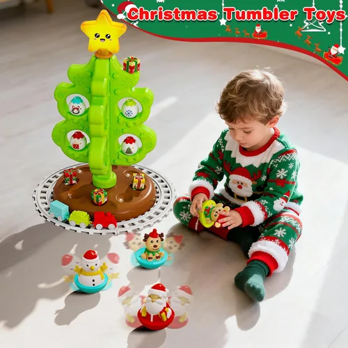 Miniatura 4 de Mi Primer Árbol de Navidad para Niños Pequeños, Juguete Decorativo Montessori Musical con Luces y Adornos, Mini Juego de Tren, Juguetes Roly Poly