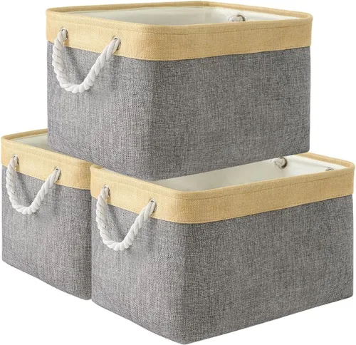 Miniatura 60 de TheWarmHome Contenedores de almacenamiento para estantes, tamaño mediano, 3 unidades, 13.8 pulgadas de largo x 9.8 pulgadas de ancho x 6.7 pulgadas