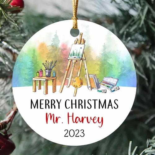 Miniatura 3 de Adorno de Navidad personalizado para artista, regalo de adorno de artista para árbol de Navidad, adorno de Navidad de pintor 2026, texto