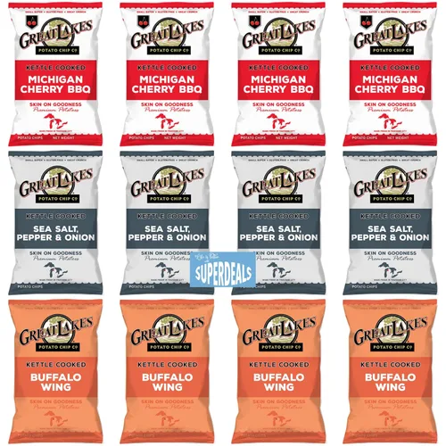 Great Lakes Bold & Zesty Flavor Trio: The Ultimate Snack Adventure by SUPERDEALS | Bolsa de 1.375 onzas | 4 barbacoa de cereza Michigan | 4 sal