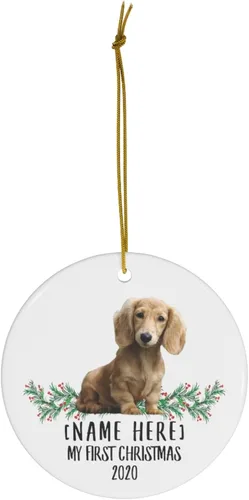 Miniatura 2 de Nombre personalizado Año salchicha crema Año Nuevo 2026 Decoraciones Regalos Primero 2025 Adornos de árbol de Navidad círculo de cerámica