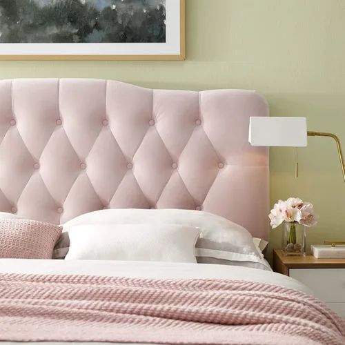 Miniatura 5 de Modway Annabel - Cabecero de terciopelo con estilo capitoné de diamantes para cama individual en color rosa