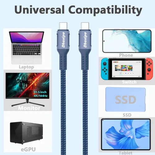 Miniatura 5 de Cable de alimentación USB 4 para Thunderbolt 4/3 240W/100W, 5K/4K/8K @60Hz para cable Thunderbolt 4, transferencia de datos de 3.0 ft/3 pies 40 Gbps