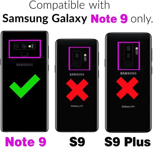 Miniatura 2 de Funda tipo cartera de piel verde para Samsung Galaxy Note 9 con protector de vidrio templado, tarjetero y función atril