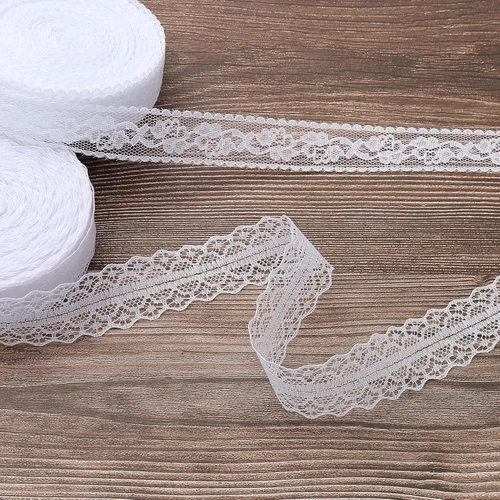 Miniatura 5 de Cinta de encaje blanco de 54.6 yardas, rollos de encaje de ganchillo vintage con borde festoneado para coser bricolaje, manualidades, cinta de boda