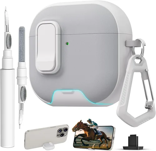 Miniatura 38 de Funda para AirPods Pro 3 con cerradura, textura de piel TPU duradera, antipérdida y a prueba de golpes, accesorios con kit de limpieza en llavero