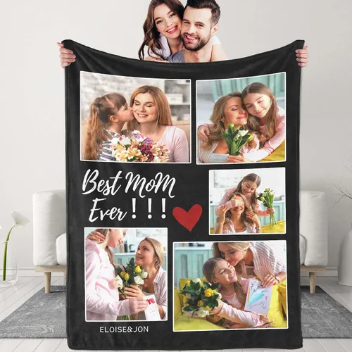Miniatura 15 de Manta personalizada con texto fotográfico: manta personalizada de 1 imagen, manta de cumpleaños, aniversario, boda, Navidad, regalos para parejas