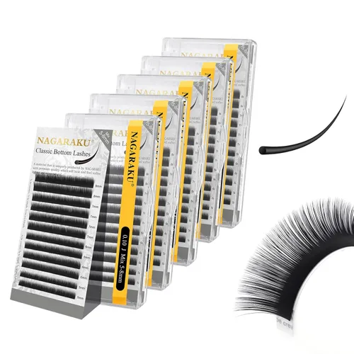 Miniatura 184 de NAGARAKU Extensiones de pestañas, pestañas individuales, 0.05mm, rizo D, 15mm, clásico, negro mate, suave, natural, profesional, 16 filas, 0.05-D