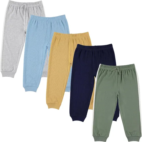 Cudlie Paquete de 5 pantalones deportivos para bebés y niños pequeños, pantalones deportivos ligeros y cónicos, pantalones deportivos de descanso