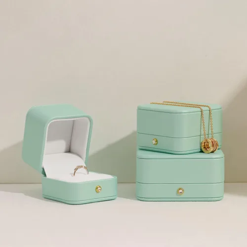 Miniatura 3 de Oirlv Magnífico collar verde menta caja de regalo de cuero collar cajas para joyería regalo terciopelo interior colgante caja
