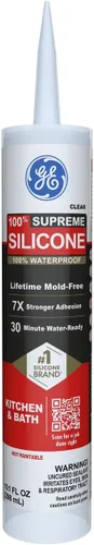 GE Supreme Masilla de Silicona para Cocina y Baño, Transparente, Cartucho de 10 fl oz, Paquete de 1 - Sellador de Silicona 100% Impermeable,