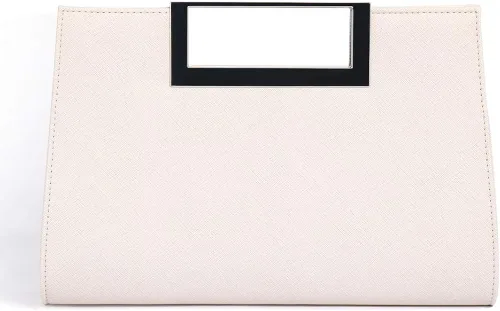 Miniatura 2 de WALLYNS Bolso de mano para mujer piel sintética pajilla fiesta de noche agarre de metal con correa de cadena para el hombro