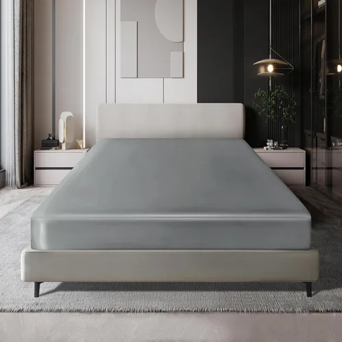 Miniatura 12 de MILVOWOC Sábana bajera ajustable de satén tamaño King - Sábana de cama de fondo suave negro, 1 pieza
