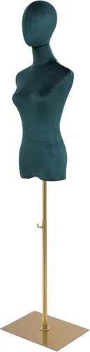 Miniatura 11 de Cuerpo de maniquí femenino Forma de vestido de tela de lino Manikin Torso con cabeza desmontable Altura ajustable Soporte de metal, para coser ropa